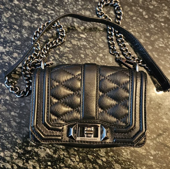 Rebecca Minkoff Black Quilted Leather Crossbody Bag w/ Gunmetal Hardware - Picture 1 of 11